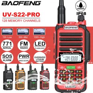 Baofeng UV-S22 PRO IP68 Waterproof 10W Power Walkie Talkie Radio Type-C Charger Powerful UHF VHF Upgrade UV-9R Plus 128CH