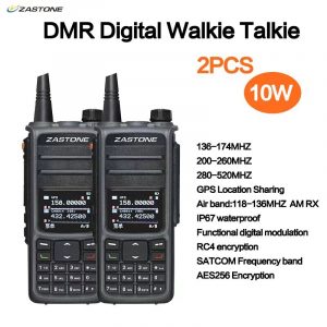 2PCS ZASTONE UV008 Waterproof 10W DMR Walkie Talkie Tri Band 136-174MHz 200-260MHz 280-520MHz Digital Two Way Radio