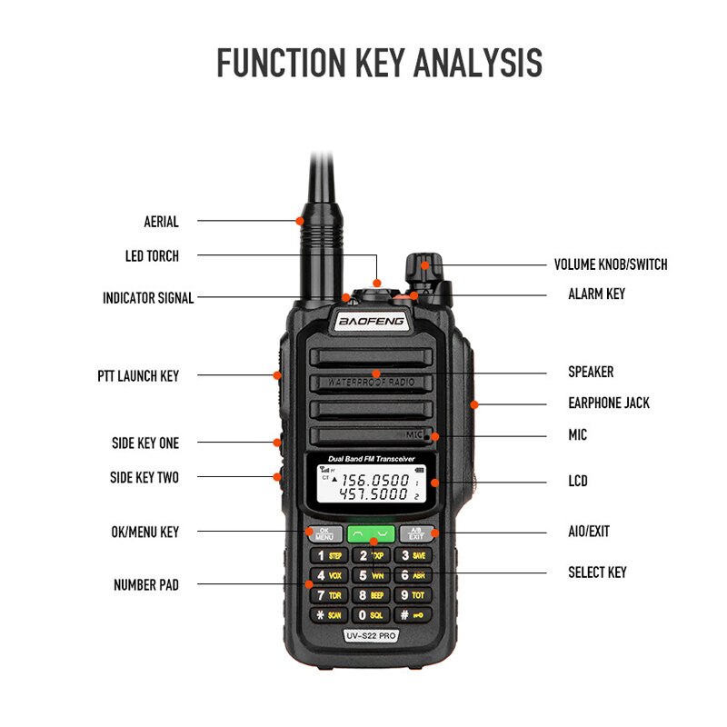 Baofeng UV-S22 PRO V2 IP68 Waterproof 10W Power Walkie Talkie Type-C Charger Powerful UHF VHF Long Range UV-9R Plus FM Radio - Image 5