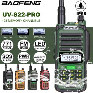 Baofeng UV-S22 PRO 10W Power IP68 Waterproof Walkie Talkie Type-C Charger N771 UHF VHF Long Range Radio