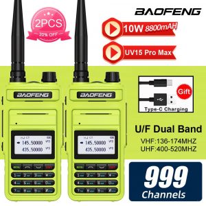 BAOFENG UV15 Pro Max 10W Powerful Handheld Transceiver with UHF VHF Dual Band Long Range Walkie Talkie Ham Two Way Radio V1 V2