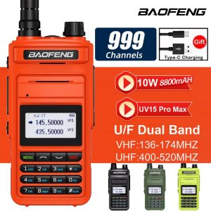BAOFENG UV15 Pro Max 10W V1 V2 Professional WalkieTalkie Type-C Charger Long Range Two Way Radio Upgrade Handheld Transceiver