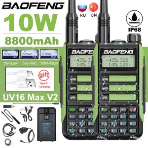 Baofeng UV-16 Max V2 IP68 Waterproof Walkie Talkie Dual Band High Power CB Radio Vhf Uhf CB Ham Radio Long Range Two Way Radio