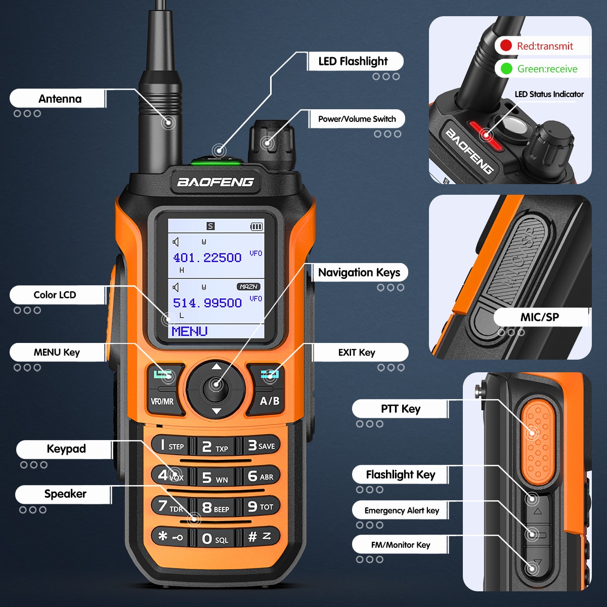 Baofeng UV-21 Pro 10W Walkie Talkie Long Range Portable Ham Radios Type-c Amateur Two-Way Radio UHF VHF For Hunting - Image 3