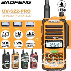 Baofeng UV-S22 PRO Waterproof IP68 Walkie Talkie High Power Two Way Radio VHF UHF 128CH Radio Walkie Talkie FM Radio