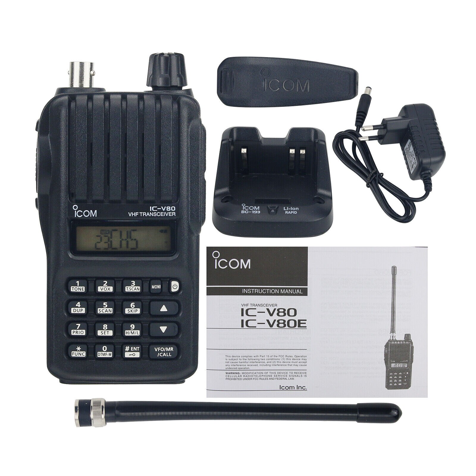 ICOM IC-V80E 8W 10KM VHF Transceiver Marine Transceiver Walkie Talkie With Emergency Alarm