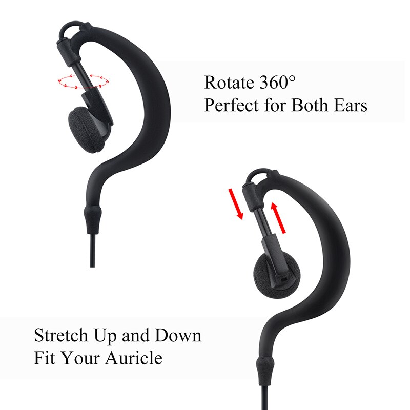 Walkie Talkie Earpiece One-Wired Ear Hanger G-Loop Ear Bar WITH Mic & Double PTT Headset 2-pin K plug for baofeng Two way radio - Image 2