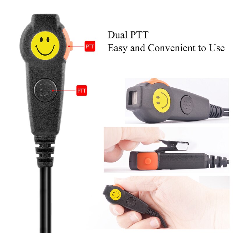 Walkie Talkie Earpiece One-Wired Ear Hanger G-Loop Ear Bar WITH Mic & Double PTT Headset 2-pin K plug for baofeng Two way radio - Image 3