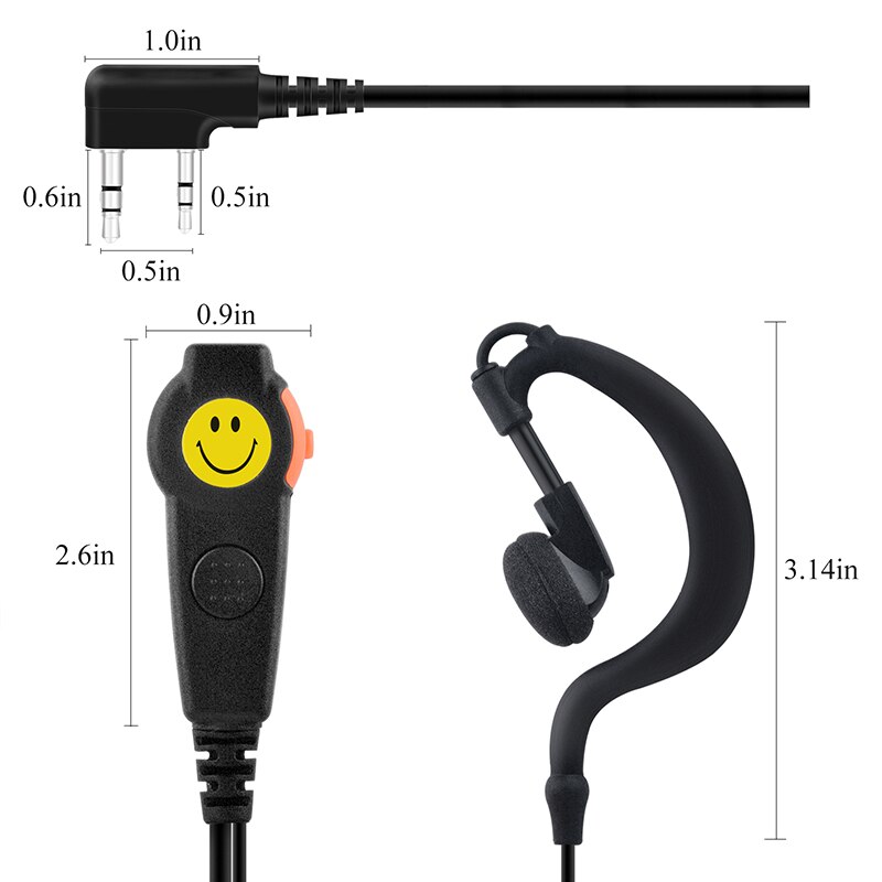 Walkie Talkie Earpiece One-Wired Ear Hanger G-Loop Ear Bar WITH Mic & Double PTT Headset 2-pin K plug for baofeng Two way radio - Image 4