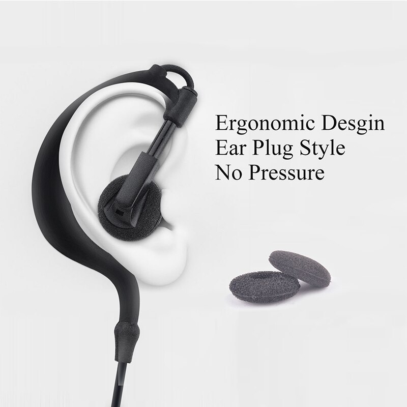 Walkie Talkie Earpiece One-Wired Ear Hanger G-Loop Ear Bar WITH Mic & Double PTT Headset 2-pin K plug for baofeng Two way radio - Image 6