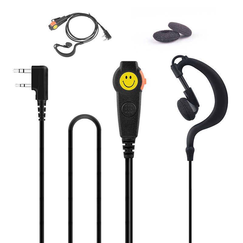 Walkie Talkie Earpiece One-Wired Ear Hanger G-Loop Ear Bar WITH Mic & Double PTT Headset 2-pin K plug for baofeng Two way radio