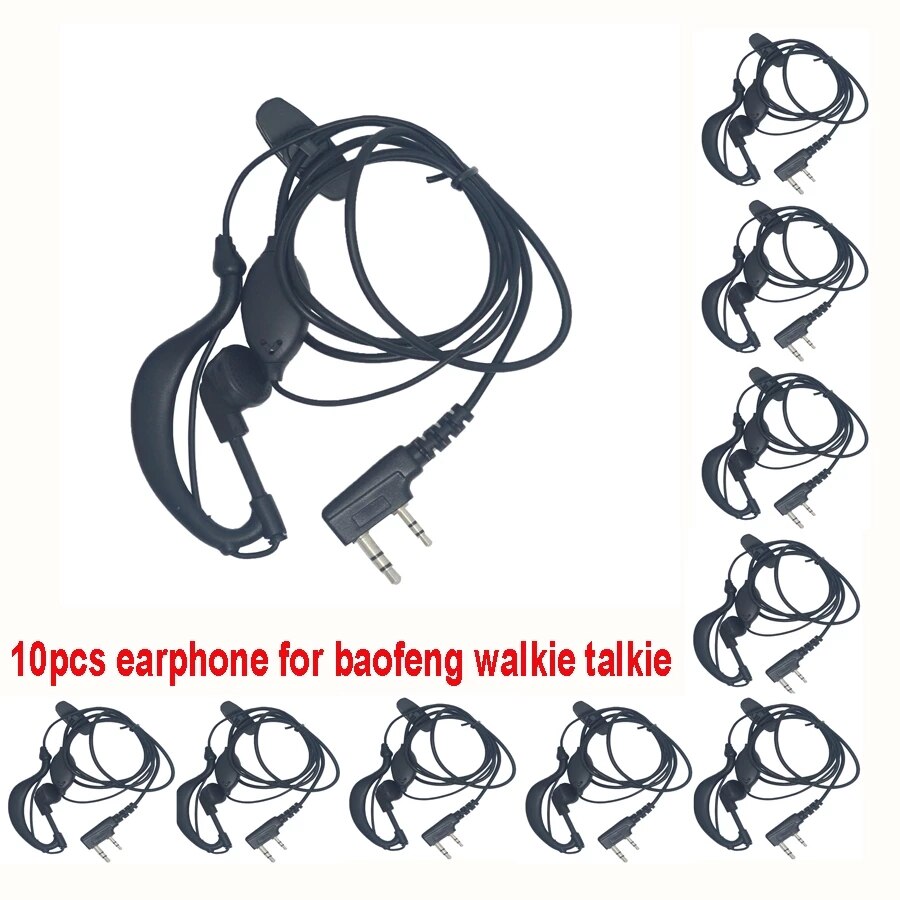 10pcs Baofeng Original earphone UV-5R walkie-talkie headset for UV-82 BF-888S BF-666S BF-777S UV-9S Two Way Radio