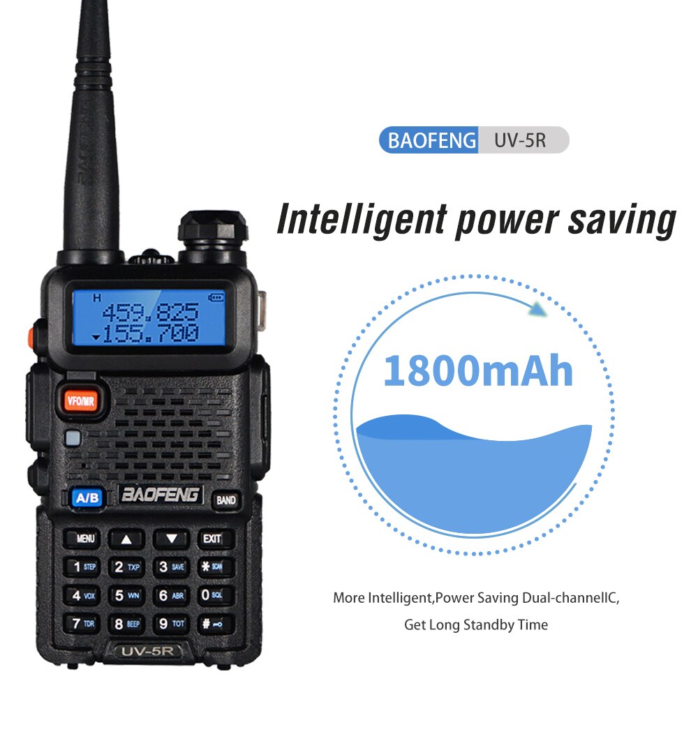 2pcs Baofeng UV-5R Walkie Talkie High Power Amateur Ham CB Radio Station Dual Band Transceiver 5KM Intercom - Image 2