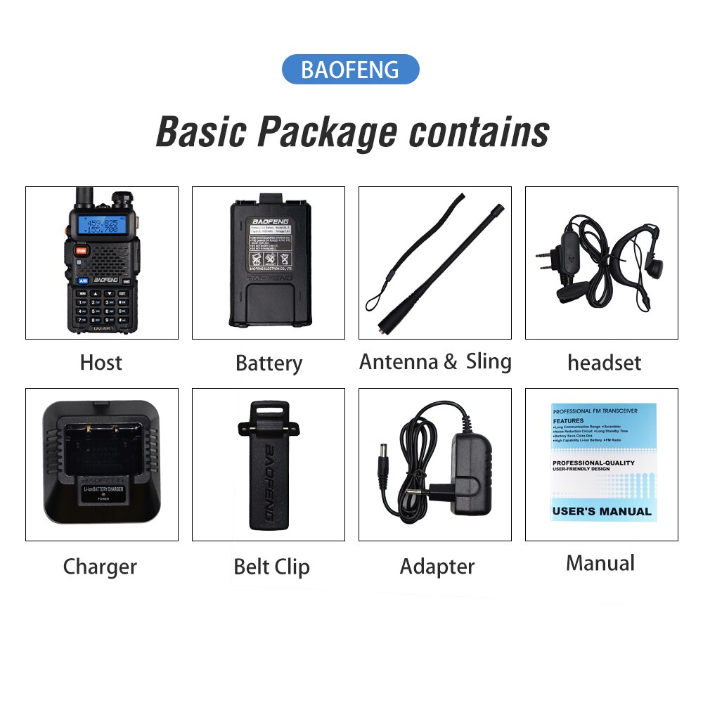 2pcs Baofeng UV-5R Walkie Talkie High Power Amateur Ham CB Radio Station Dual Band Transceiver 5KM Intercom - Image 6