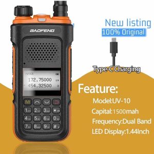 Baofeng UV-10 UHF VHF Dual Band Walkie Talkie Type-C Charging Long Range Two Way Radio