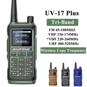 Baofeng UV-17 Plus Walkie Talkie 10W Tri-Band Wireless Copy Frequency Type-C Charge NOAA Waterproof FM Radio with Double Led Lamp