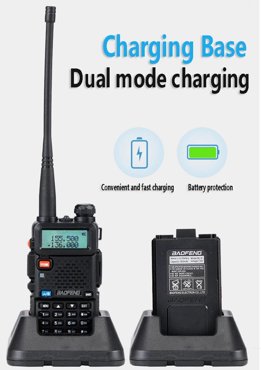 Baofeng Walkie Talkie UV-5R Two Way Radio VHF UHF 136-174MHz 400-520MHz Portable Transceiver - Image 3