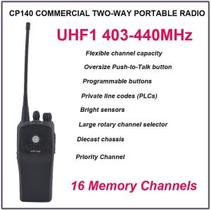 Motorola CP140 UHF 403-440MHz 16 Conventional Channels COMMERCIAL Portable Two-Way Radio
