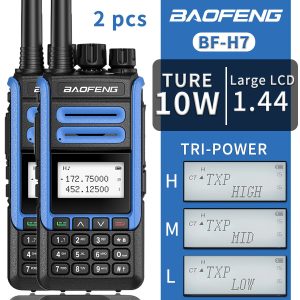 2pcs Baofeng BF-H7 Walkie Talkie Large LCD Display UHF VHF 10W Powerful Two Way Radio 5KM Long Range Transmitter Transreceiver