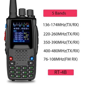 QYT RT-4B 5 Bands Amateur Two Way Radio 200CH Ham Walkie Talkie VOX DTMF 2 Tone 5 Tone SOS Color LCD Police Scanner FM Radio