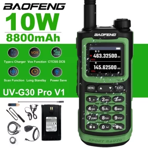 Baofeng UV-G30 Pro V1 Walkie Talkie 10W Long Standby 50KM Wireless Copy Frequency Stopwatch Waterproof Two Way Radio Ham Radio