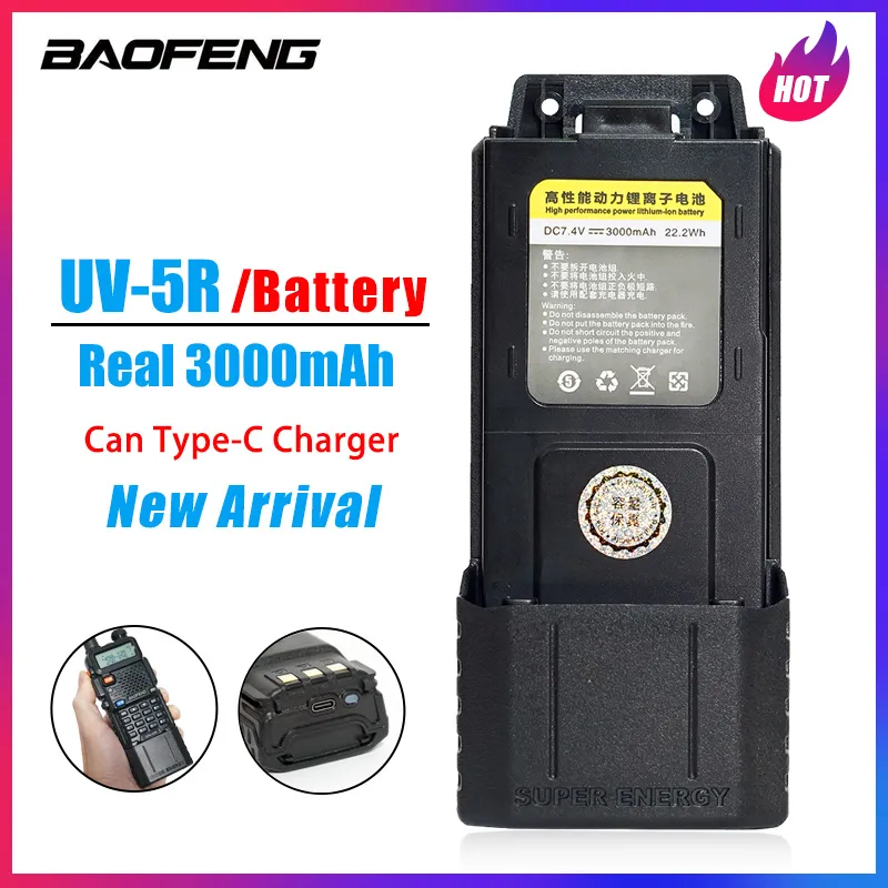 Baofeng UV-5R Walkie Talkie Battery Type-C USB BL-5R 2600mAh 3000mAh Battery for Walkie Talkie BF-F8 UV-5RE UV-5RA UV-5RB - Image 5