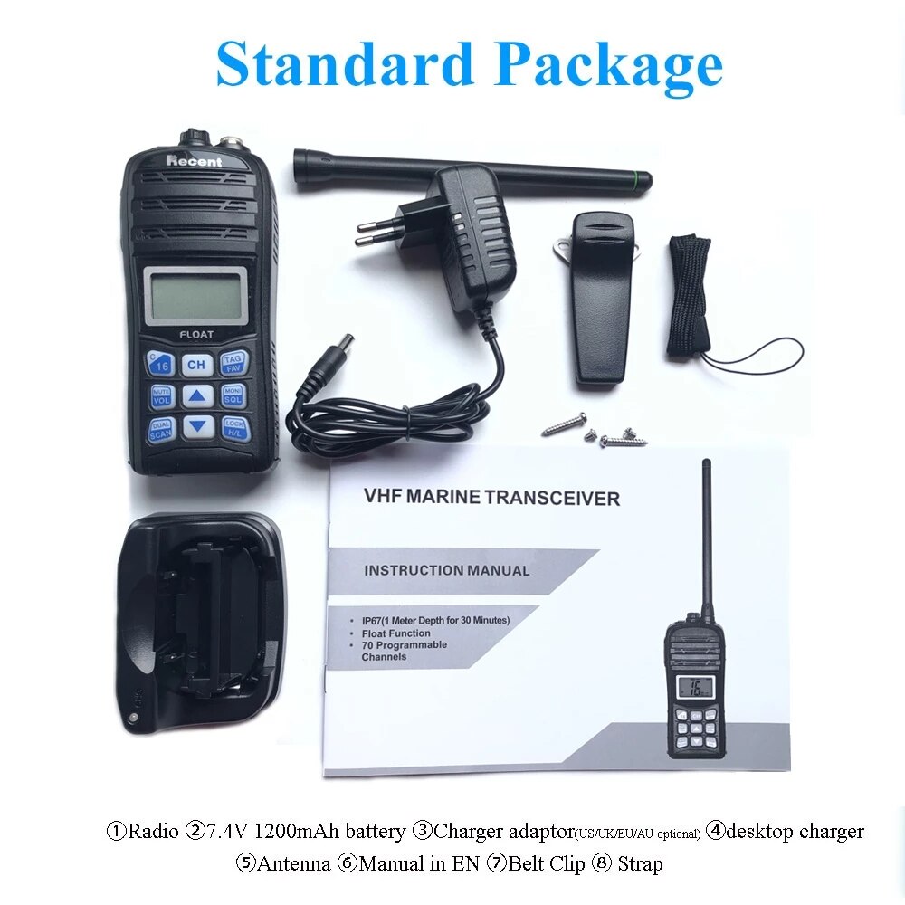 Recent RS-35M Marine VHF Radio IP67 Waterproof International Weather Channel Float Walkie Talkie Auto Scan Portable Radio - Image 5