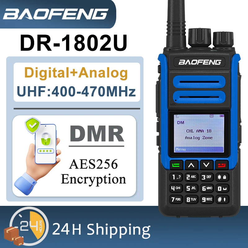 Baofeng DR-1802U Walkie Talkie DMR Radio Encryption 1024 Channel UHF400-470MHz Single Band Digital Analog Long Range Radio