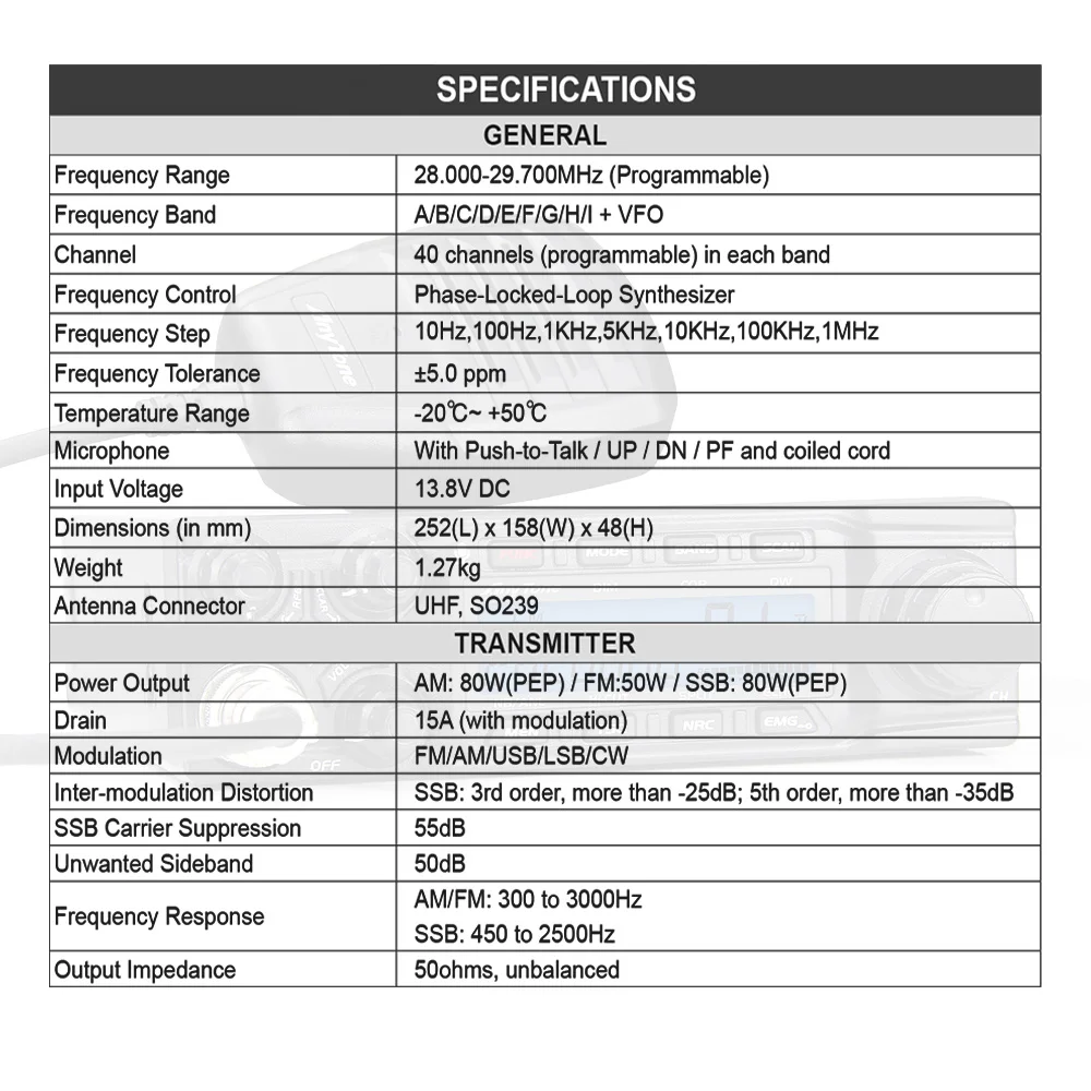 Anytone AT-6666pro 28-29.7MHz 80W High Power CB Radios Mobile Transceiver CW/AM/FM/USB /LSB/PA Mode 40CH Car Mobile Radio - Image 6
