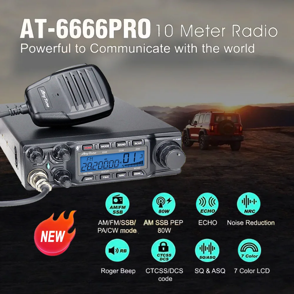 Anytone AT-6666pro 28-29.7MHz 80W High Power CB Radios Mobile Transceiver CW/AM/FM/USB /LSB/PA Mode 40CH Car Mobile Radio - Image 3