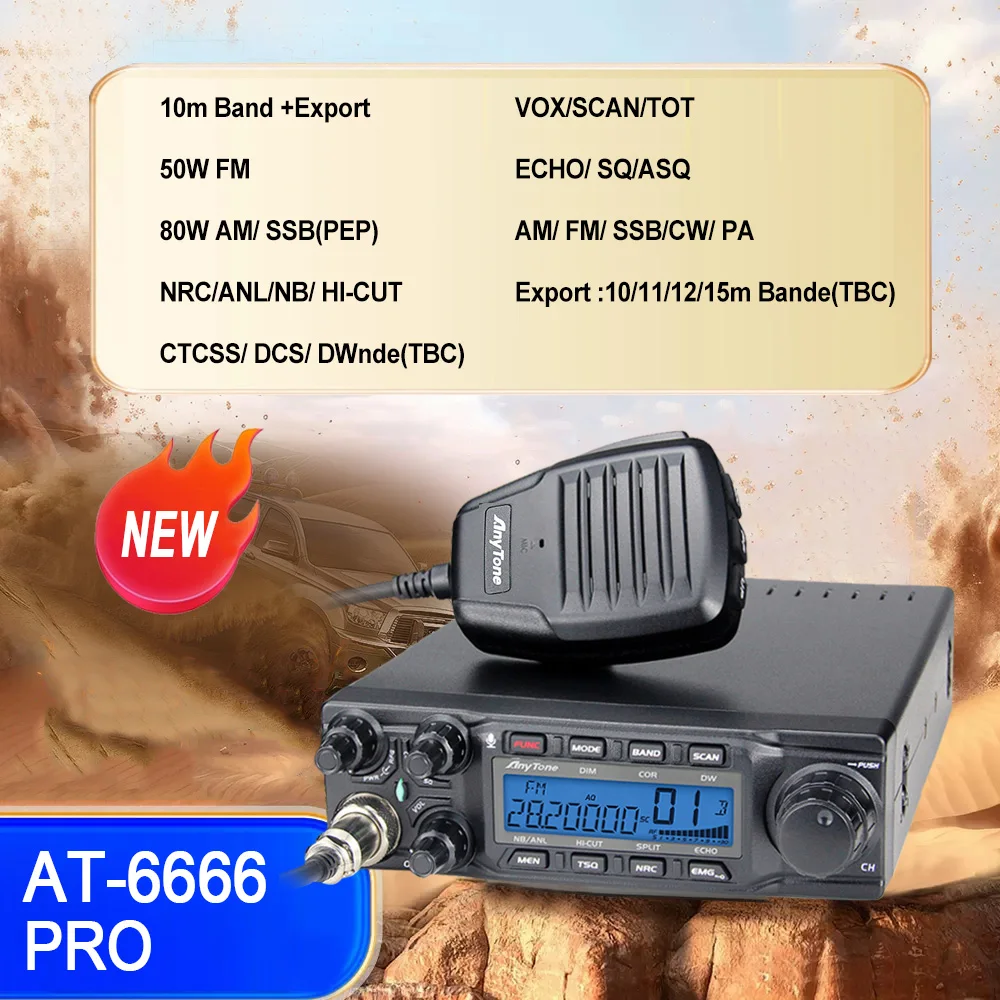 Anytone AT-6666pro 28-29.7MHz 80W High Power CB Radios Mobile Transceiver CW/AM/FM/USB /LSB/PA Mode 40CH Car Mobile Radio - Image 4