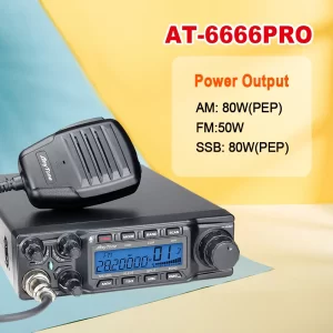 Anytone AT-6666pro 28-29.7MHz 80W High Power CB Radios Mobile Transceiver CW/AM/FM/USB /LSB/PA Mode 40CH Car Mobile Radio