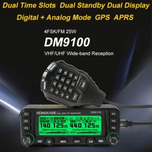 DM9100 25W 4FSK/FM VHF/UHF Wide-band Reception Dual Time Slots Dual Standby Dual Display Digital + Analog Mode GPS APRS