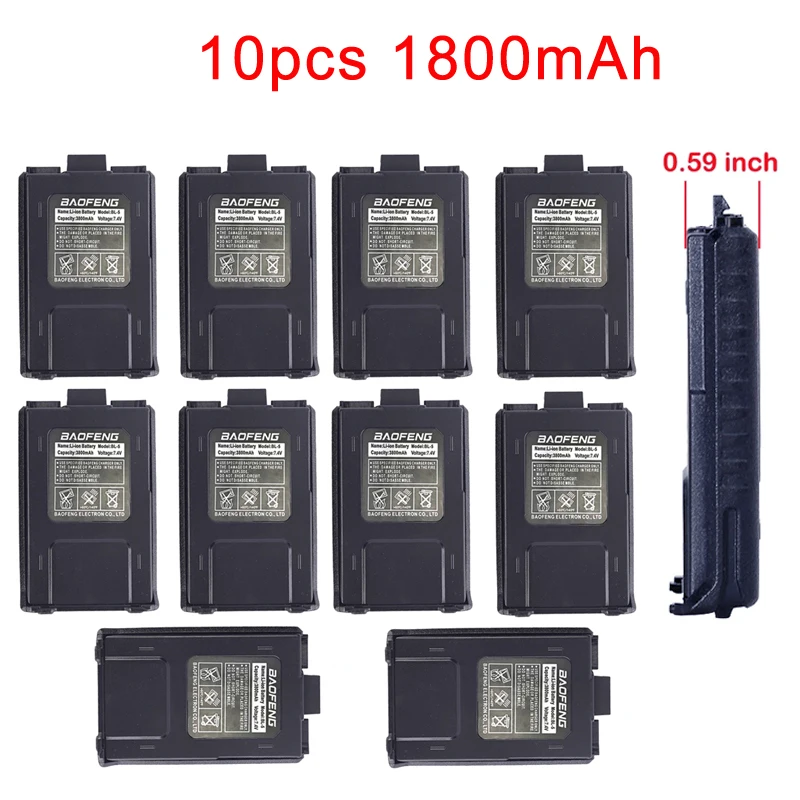 10pcs Baofeng Radio Walkie Talkie UV-5R Battery 1800mAh For UV5R UV-5RE DM-5R Plus BF-F8 RT-5R RT5 BL-5 Battery