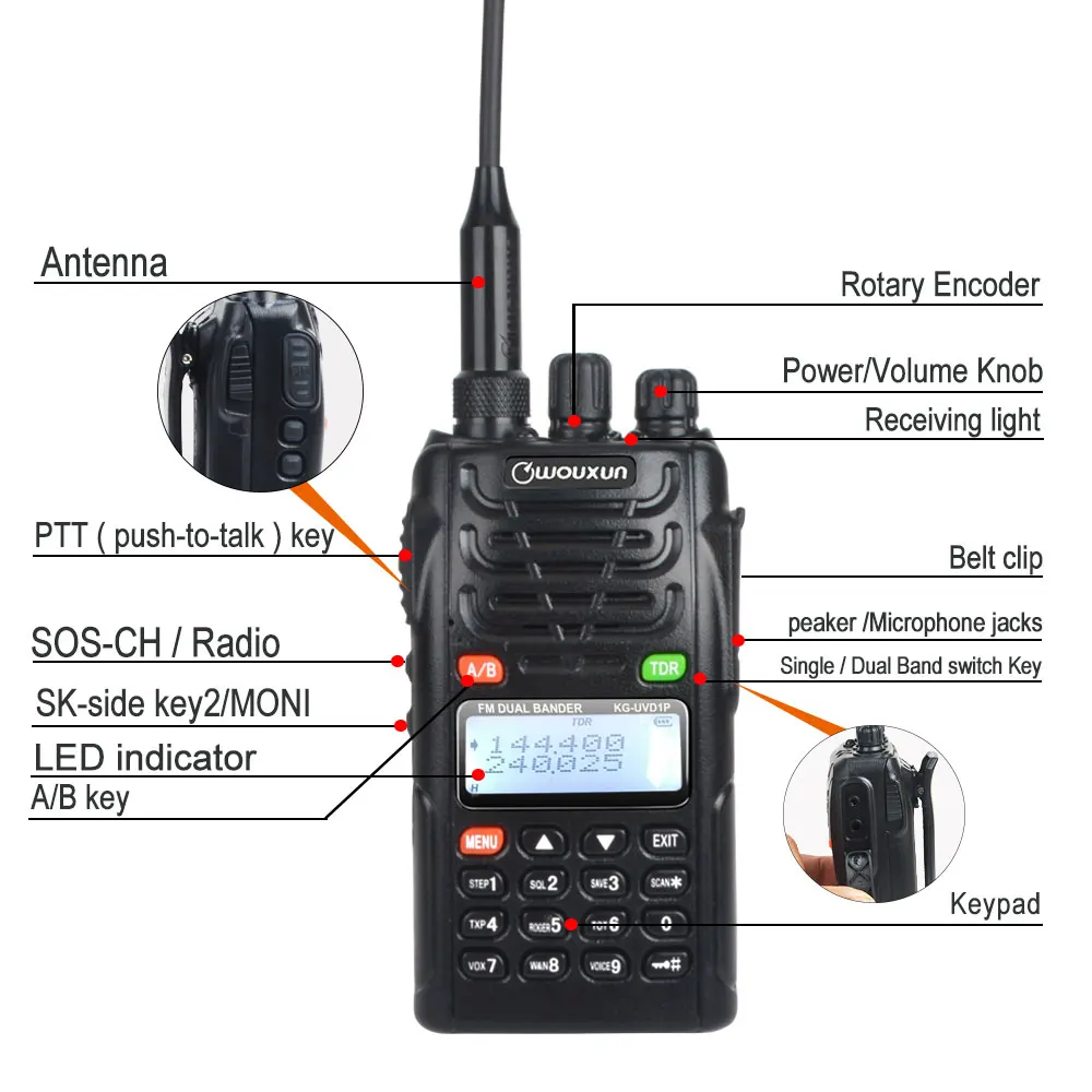 Wouxun Walkie Talkie KG-UVD1P Dual Band FM Portable Two Way Radio 136.000-174.995MHz & 216.000-260.995MHz - Image 5