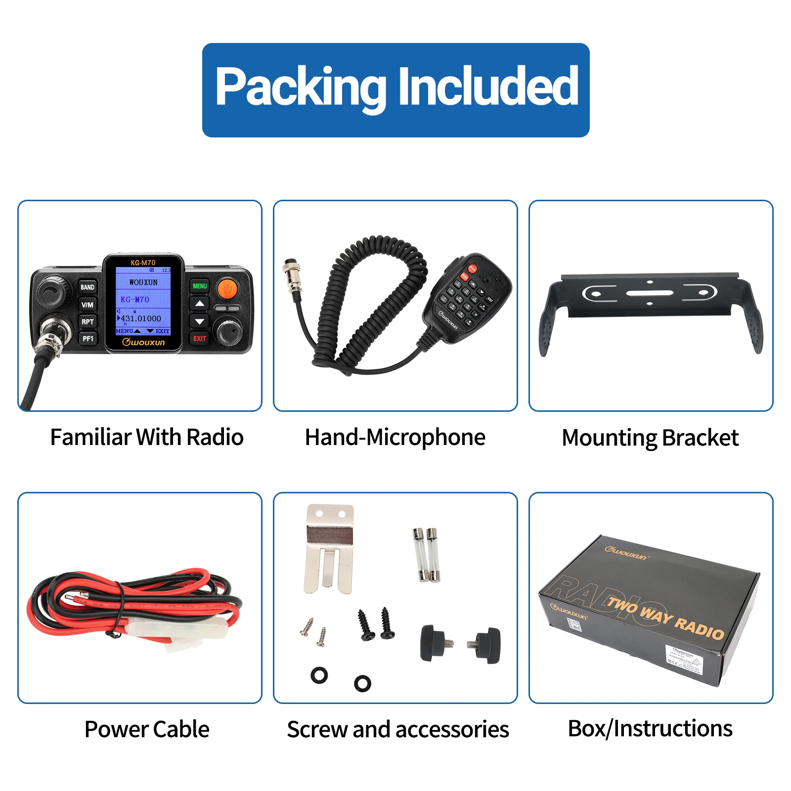 WOUXUN KG-M70 25W Mobile Radio Cross Band Repeater Long Range 999CH High Power Dual Band CB Car Radio Station With Microphone - Image 4