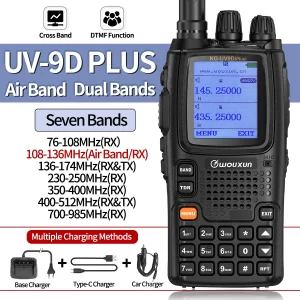 Wouxun KG-UV9D Plus Air Band Walkie Talkie VHF UHF Type-C Cross Band Repeater Transmission Communciator DTMF Ham Two Way Radio