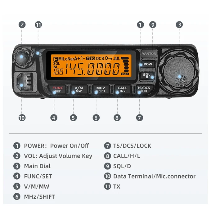 YANTON TM-8600 FM walkie talkie 60W UHF400-480MHz Mobile Radio Car Talkie-walkie - Image 2