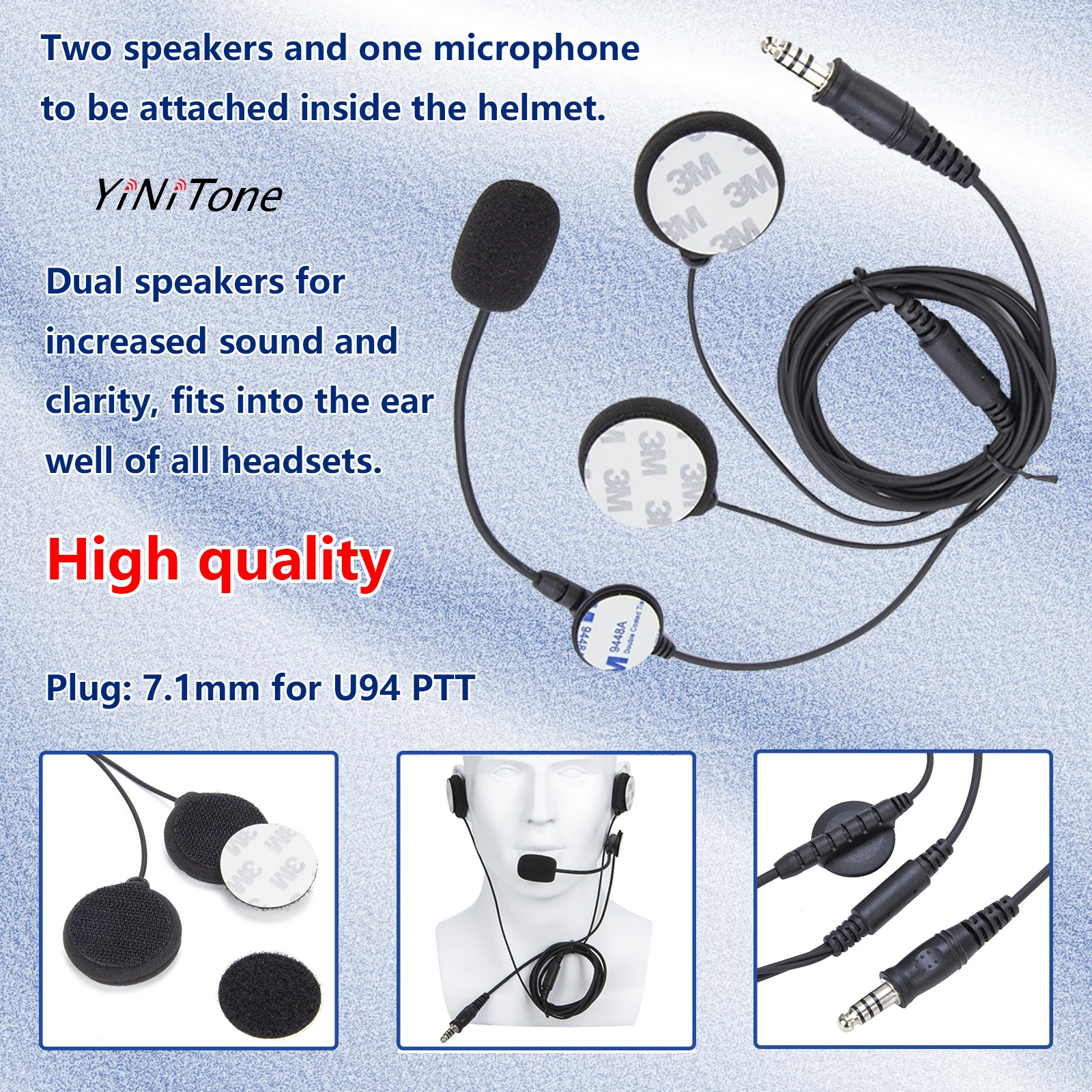 Helmet Earphone For Kenwood Baofeng Ham Two Way Radio with Boom Mic Civilian Wired 7.1mm Plug NATO Motorcycle Headset