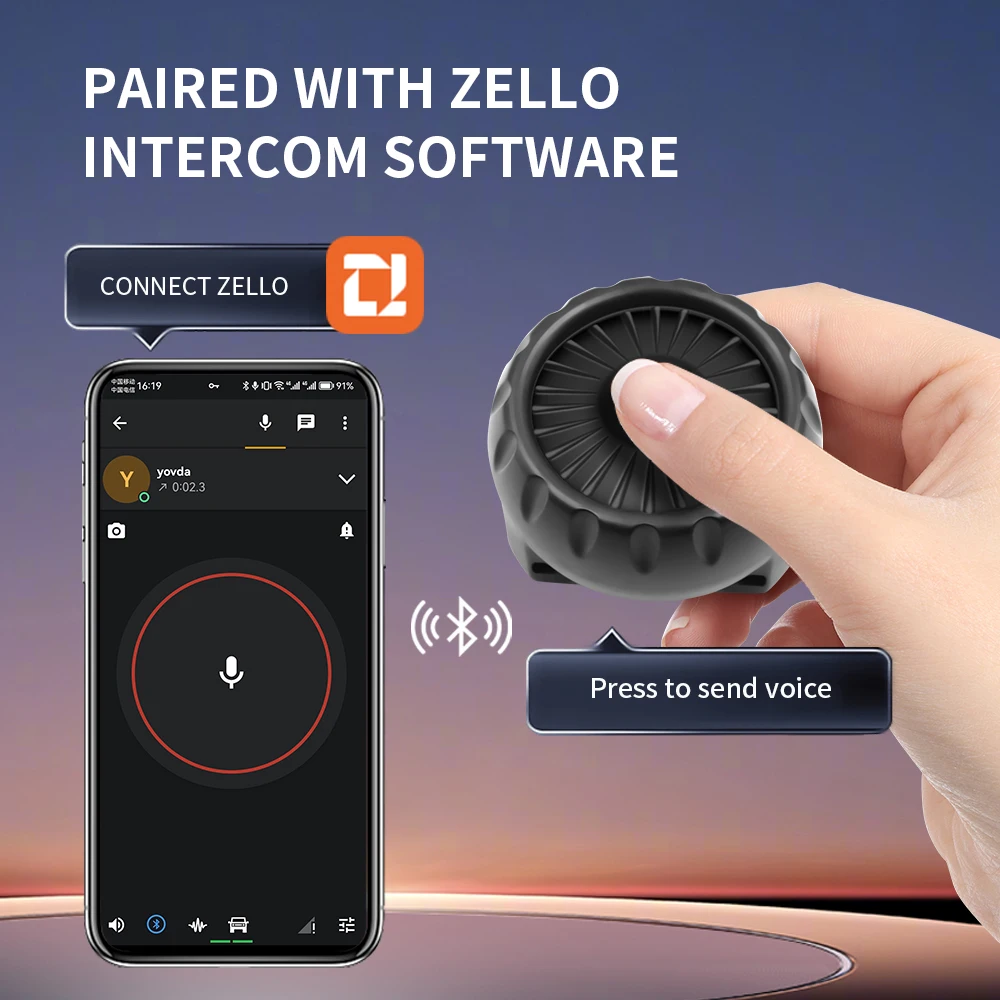 Wireless Bluetooth PTT Walkie Talkie Control Button with Adjustable Strap for IOS Android Phone Zello Push-to-Talk Button - Image 3