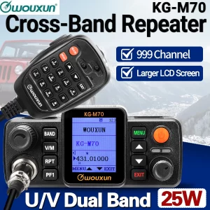 WOUXUN KG-M70 25W Mobile Radio Cross Band Repeater Long Range 999CH High Power Dual Band CB Car Radio Station With Microphone