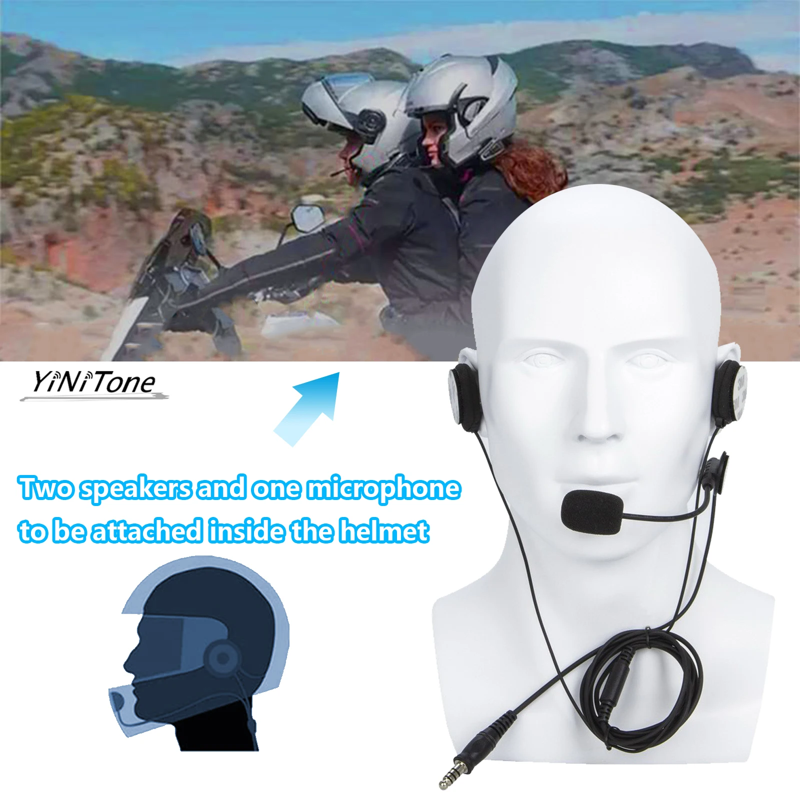 Helmet Earphone For Kenwood Baofeng Ham Two Way Radio with Boom Mic Civilian Wired 7.1mm Plug NATO Motorcycle Headset - Image 3
