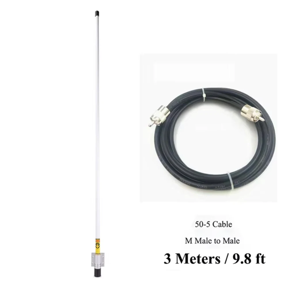 AIS VHF 156MHz Marine Antenna Omni Glass Fiber 156-163M with 10m & 3m Cables for Fishing Boats - Image 3