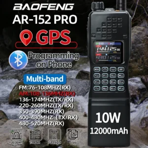 Baofeng AR-152 PRO Multi Band Bluetooth Programming GPS ham radio high powerful 12000mAh battery army tactial walkie talkie